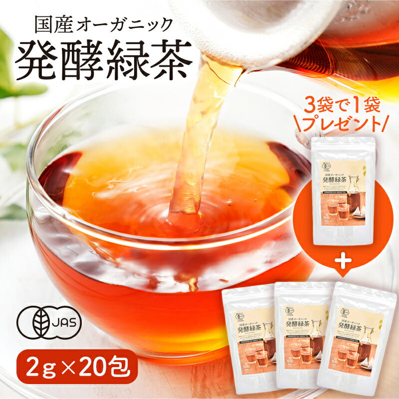 【3袋＋1袋プレゼント】国産 オーガニック 発酵緑茶【2g×20包】