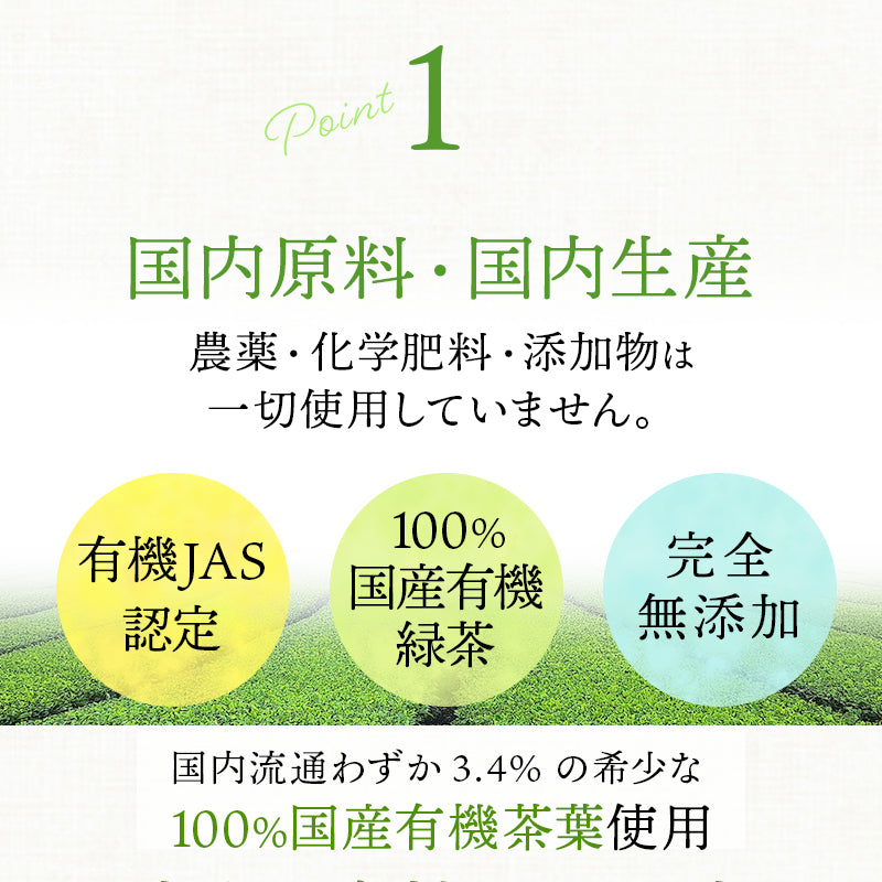 【まとめ買いで10％OFF】国産 オーガニック 発酵緑茶【2g×30包 3袋セット】