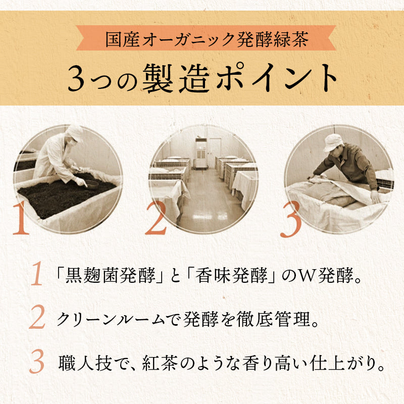 【まとめ買いで10％OFF】国産 オーガニック 発酵緑茶【2g×30包 3袋セット】