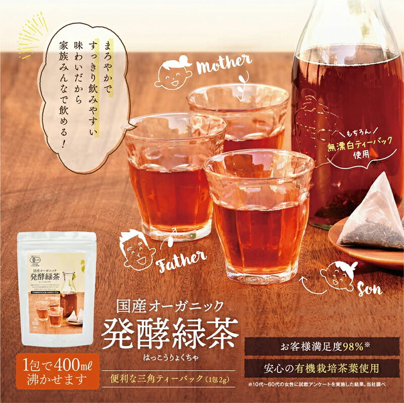 【まとめ買いで10％OFF】国産 オーガニック 発酵緑茶【2g×30包 3袋セット】